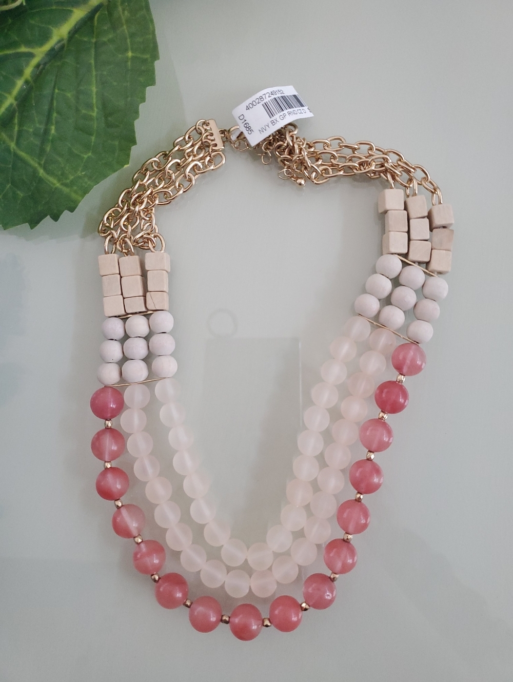 Bohemian Neutral Necklace With Coral Glass & Wood